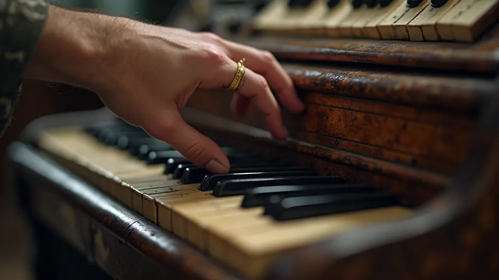 Hand turning bellows of an antique accordion