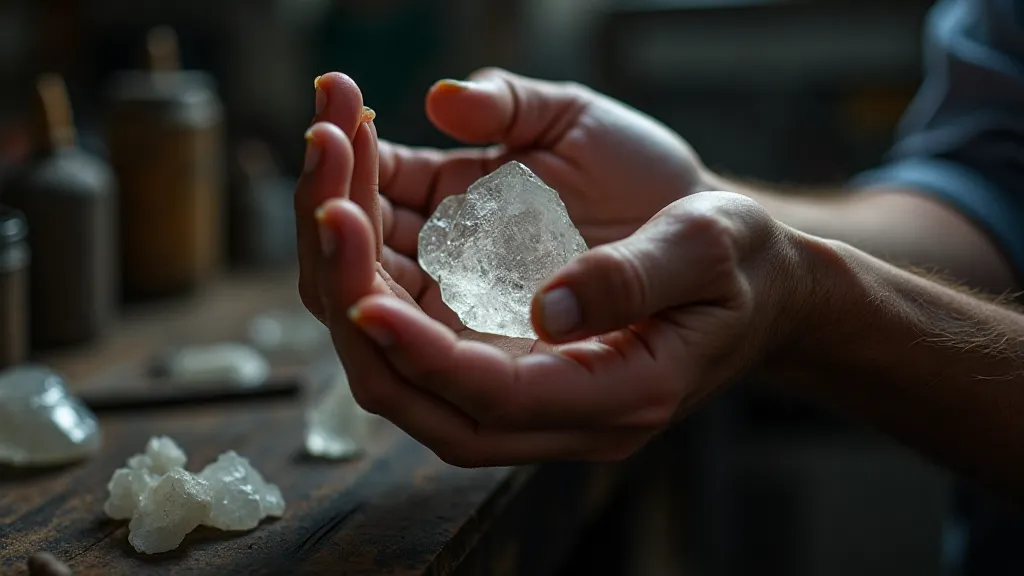 Lapidary holding a rough diamond