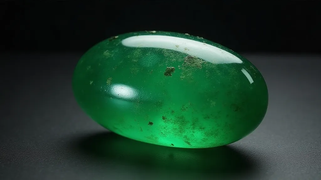 Polished emerald cabochon