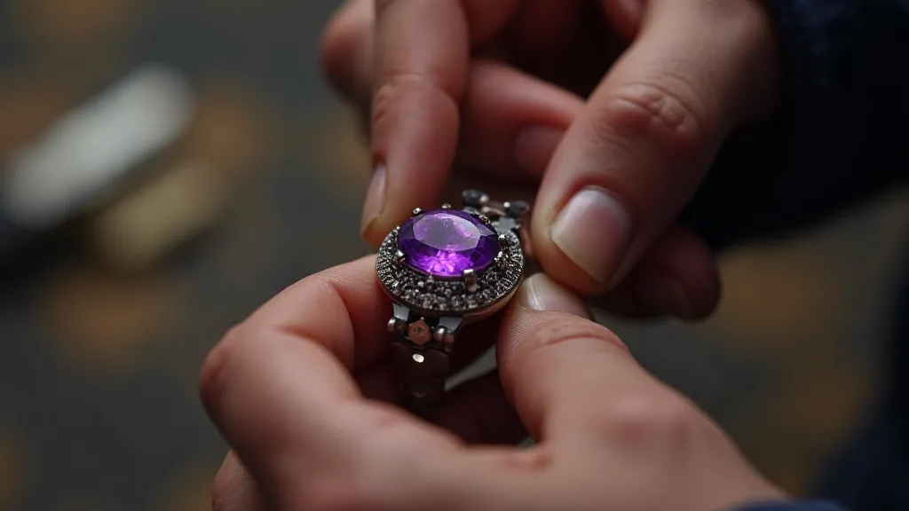 Jeweler setting a gemstone in a silver ring
