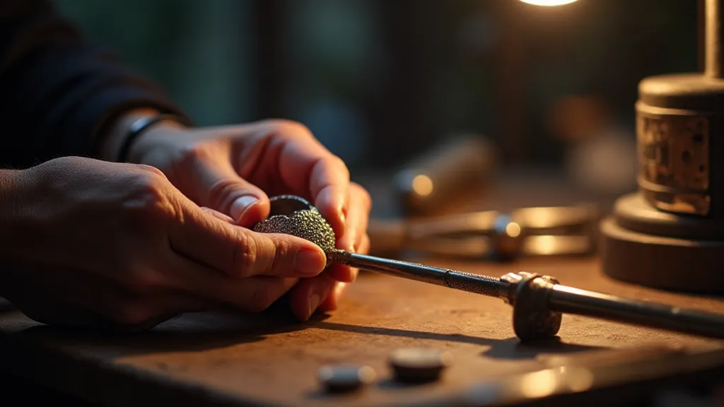Jeweler working on a silver setting