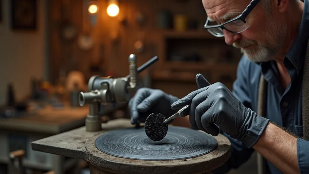 Lapidary working with obsidian