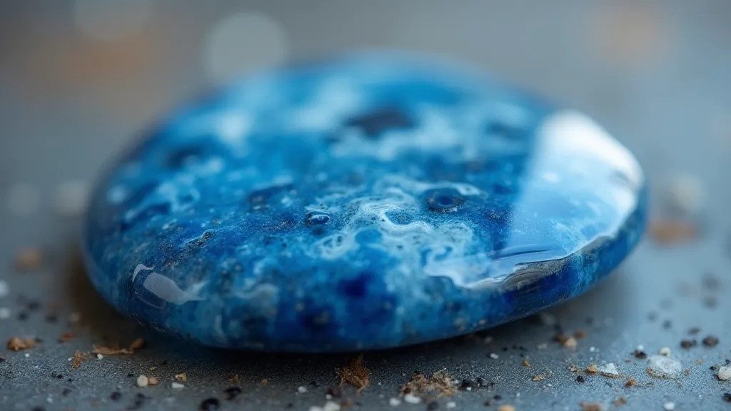 Polished blue agate cabochon