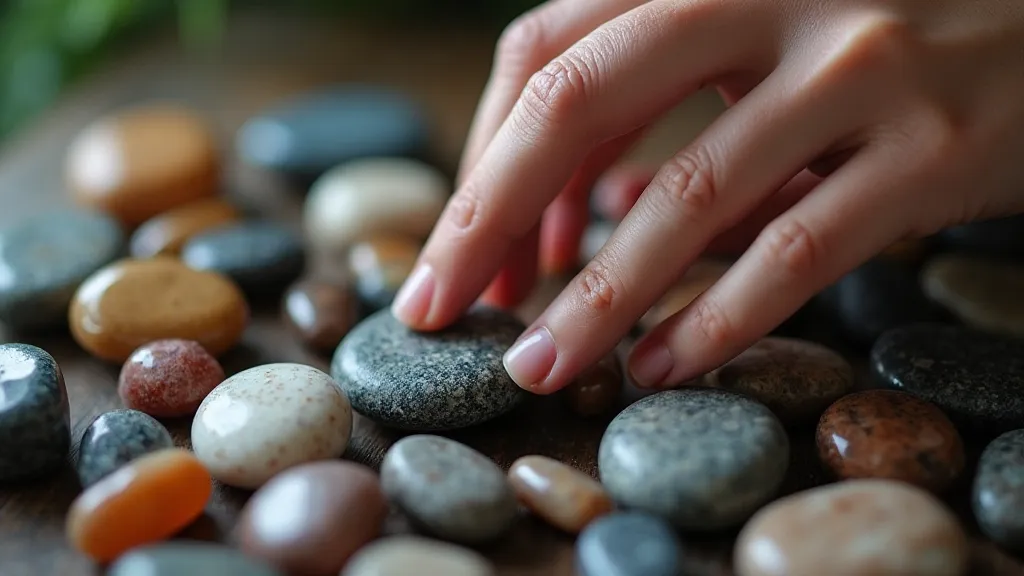 Hand sorting polished rocks