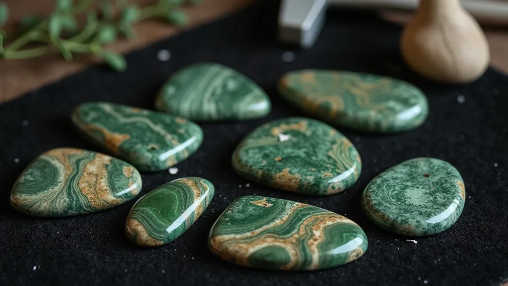 Polished serpentine cabochons